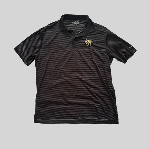 COLUMBIA WICHITA STATE SHOCKERS MENS BLACK SUNDAY SHORT SLEEVE POLO - Picture 2 of 4